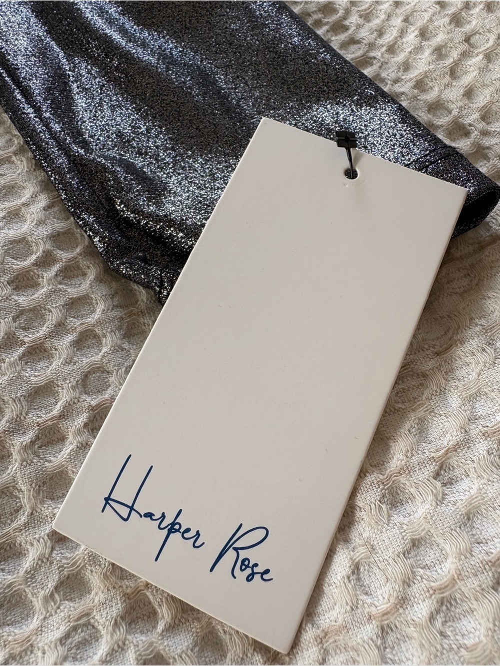NWT Harper Rose Long Sleeve Ruched Center Tie Dress Metallic Silver Sz 8 Glamour - Picture 7 of 16